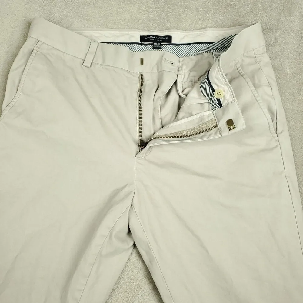 Banana Republic Aiden Chino Pants Mens 32x32 Beige Khaki Regular Fit Casual